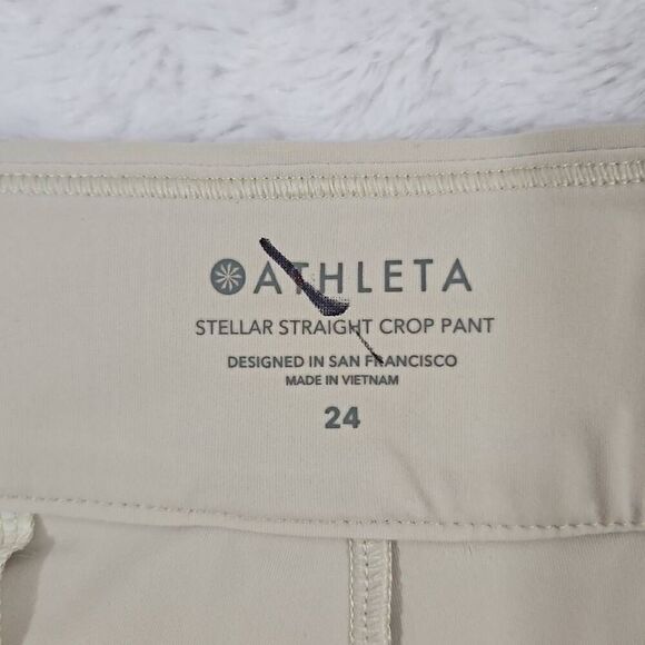 Athleta Stellar Straight Crop Pant Womens Size 24 Cream Khaki Casual Dressy Pant - Picture 2 of 10